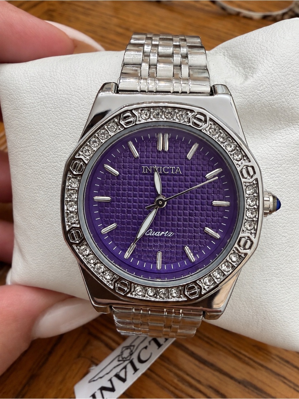 Invicta Wildflower Purple Dial Crystal-Accent Stainless Steel Watch